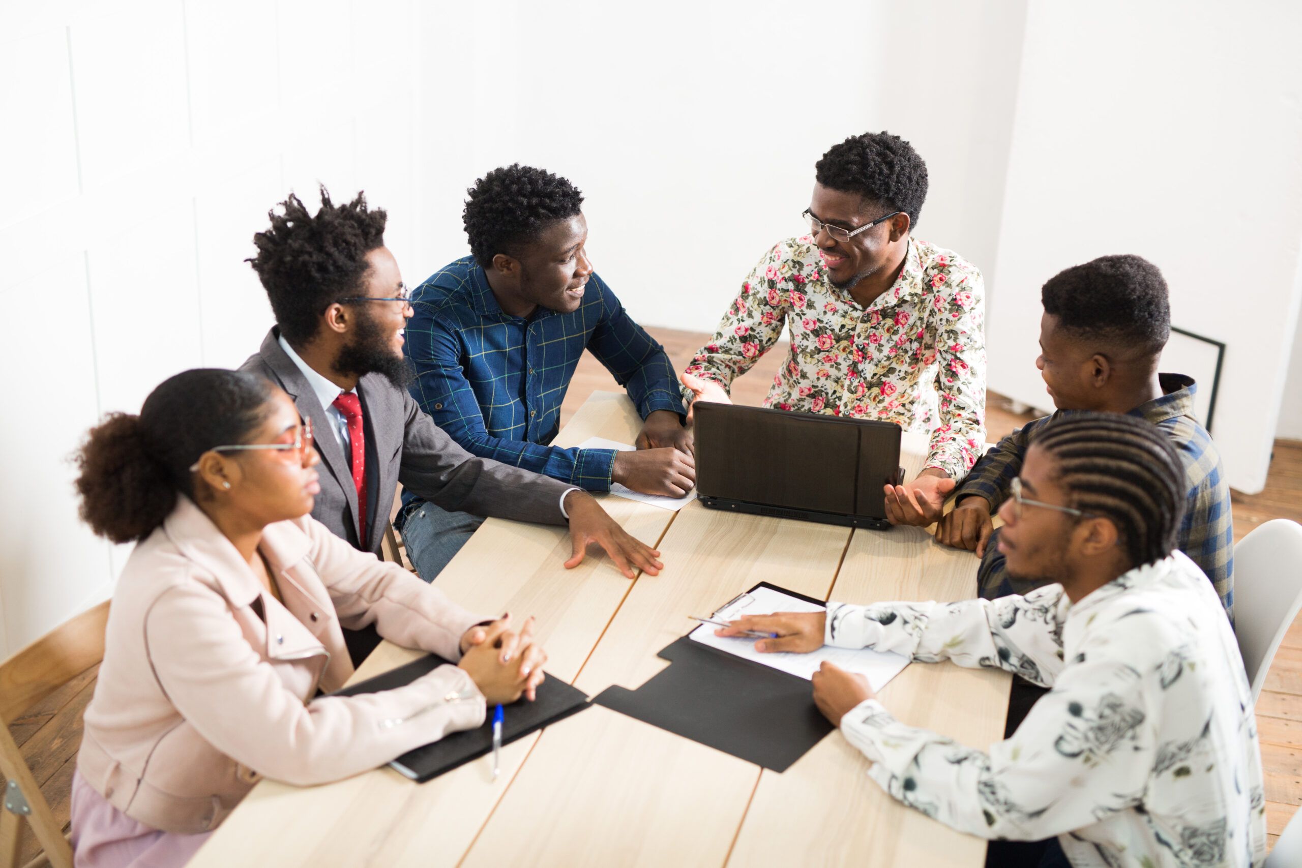 team of young african people at work in the office